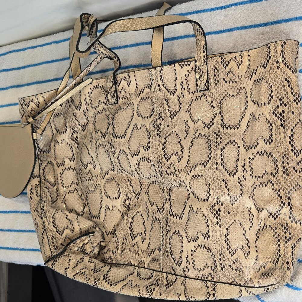 Large Faux Snake Skin Purse with Wallet New